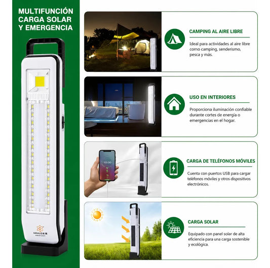Lámpara Luz De Emergencia Recargable Solar Camping Hogar