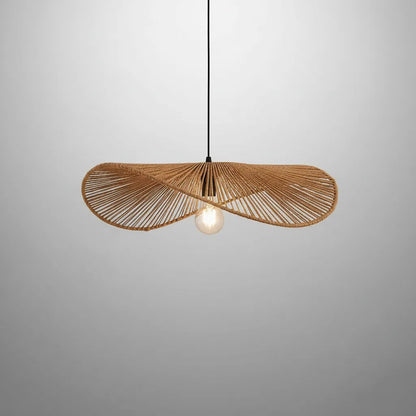 Lámpara Colgante Pantalla De Ratán Natural Estilo Boho
