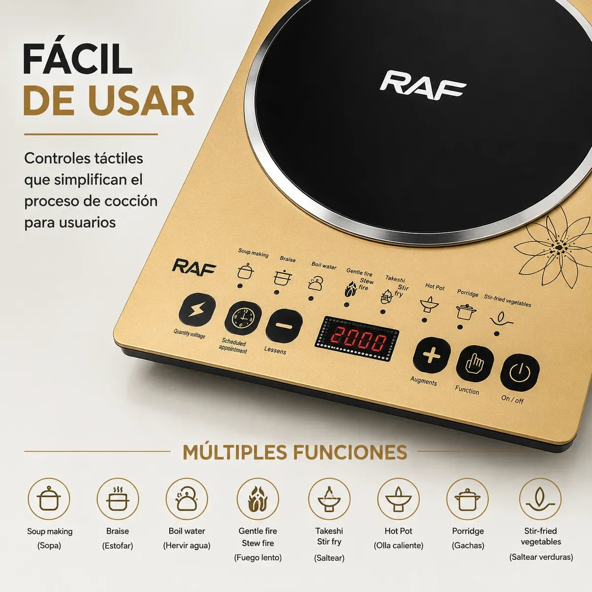 Cocina Encimera De Inducción Eléctrica 1 Plato 2000w Raf