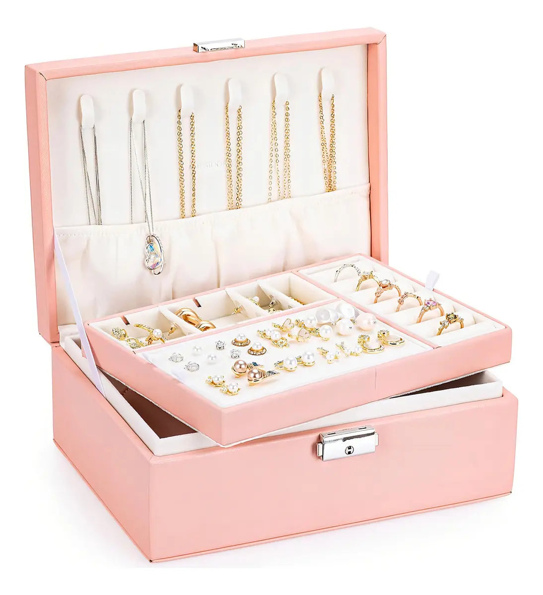 Joyero Organizador Doble Nivel Premium Accesorios Anillos