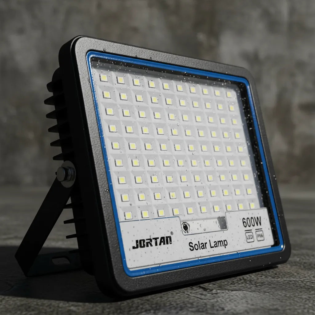 Foco Led Solar Reflector Con Panel 600w Jortan Exterior