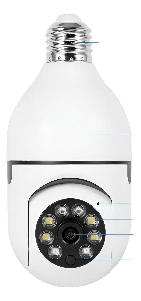 Cámara de Seguridad Tipo Ampolleta Wi-Fi 360° para Exterior con Visión Nocturna