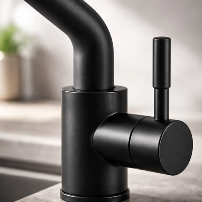 Grifería Llave Monomando Cocina Negro Mate Extensible 65cm