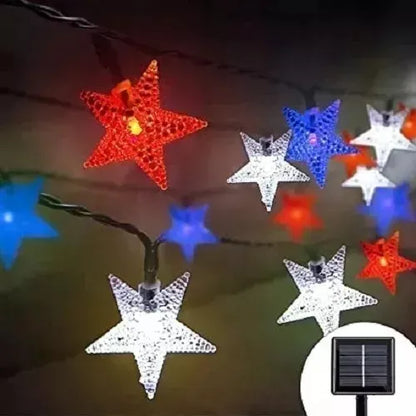 Guirnalda Solar 10m Estrellas Navidad Fiestas Patrias Led R. Luces Fechas Patrias