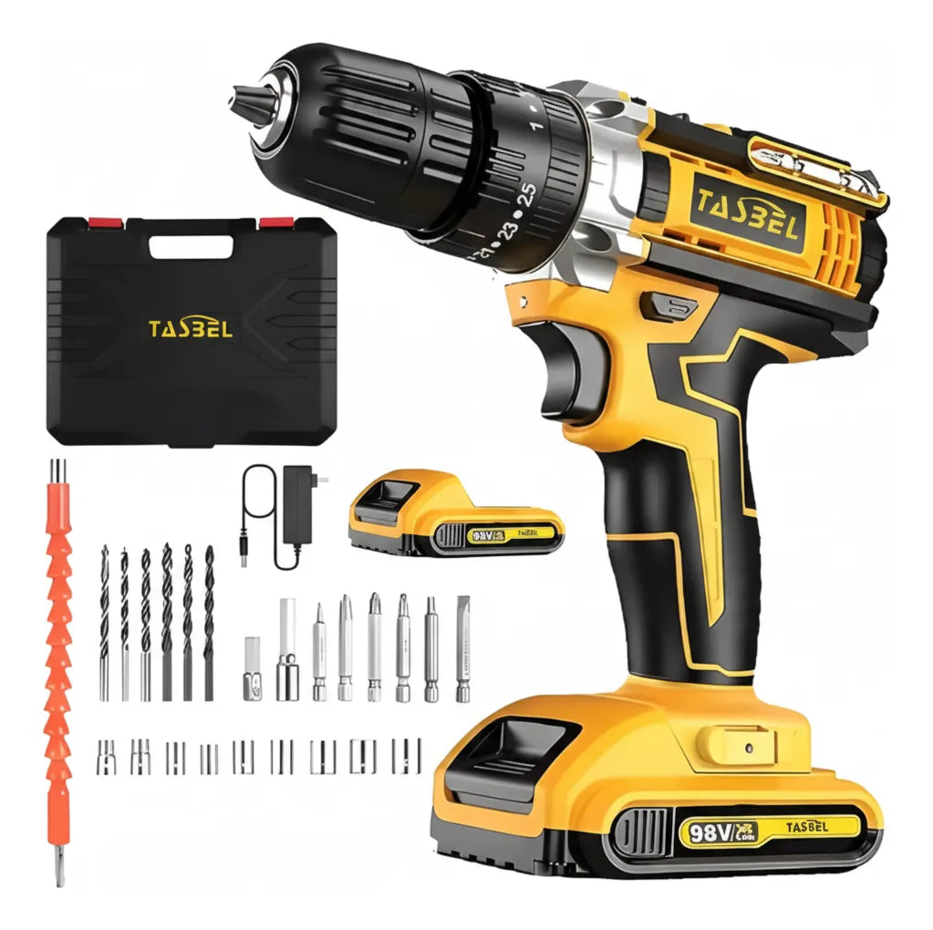 Taladro Destornillador Inalámbrico 98v + 2 Bateria + Accs