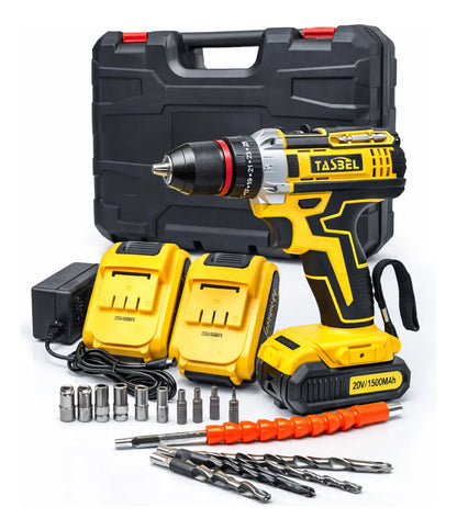 Kit Taladro Inalambrico Con 2 Baterias Y Accesorios