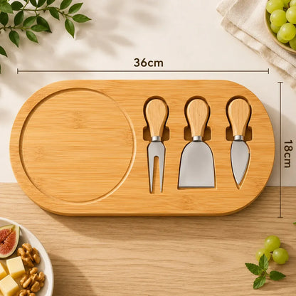 Tabla De Picoteo Aperitivo Bambu Set De Cuchillos Queseros