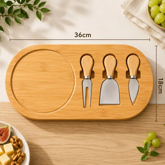 Tabla De Picoteo Aperitivo Bambu Set De Cuchillos Queseros