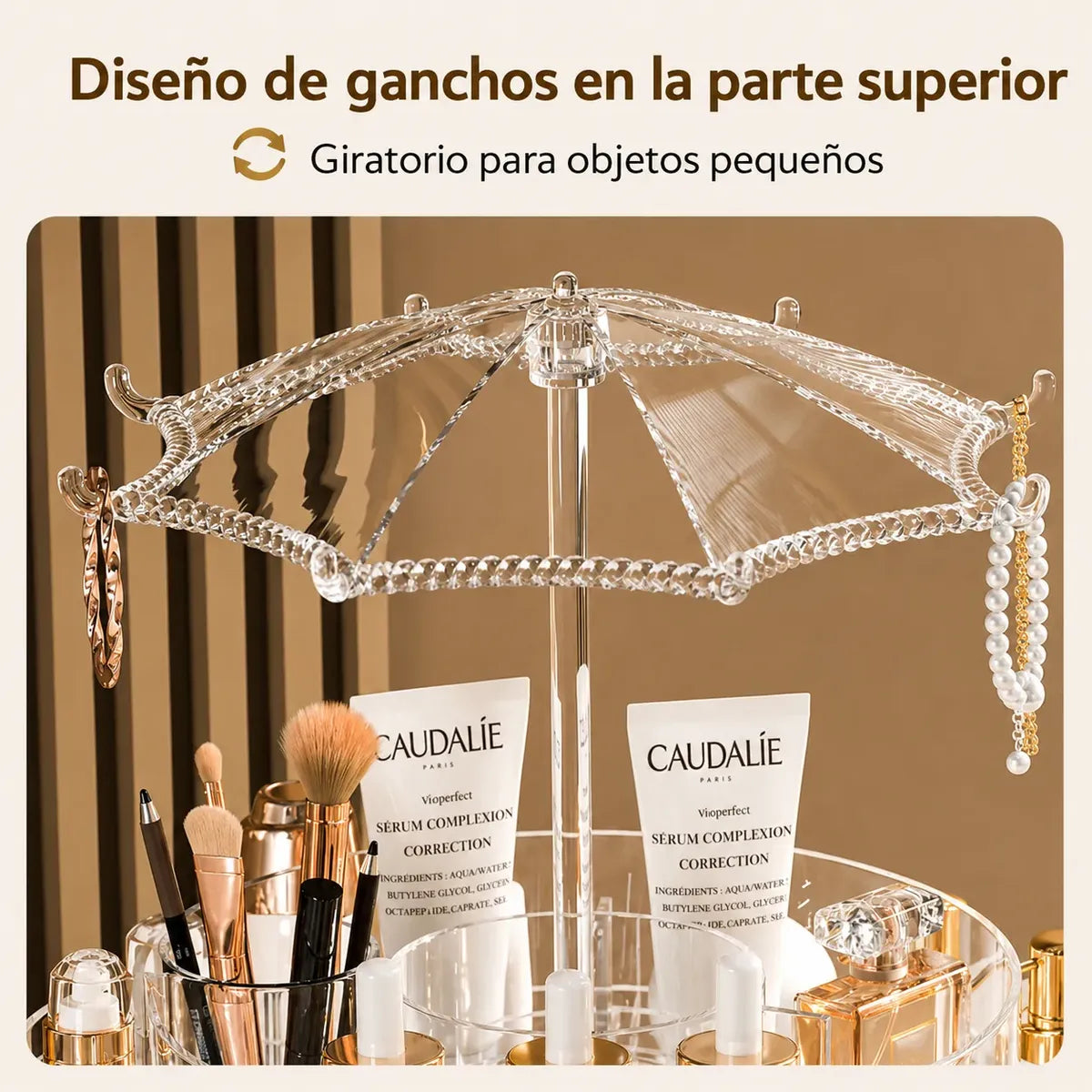 Organizador Cosméticos Rotativo 360° Con Colgador De Joyas