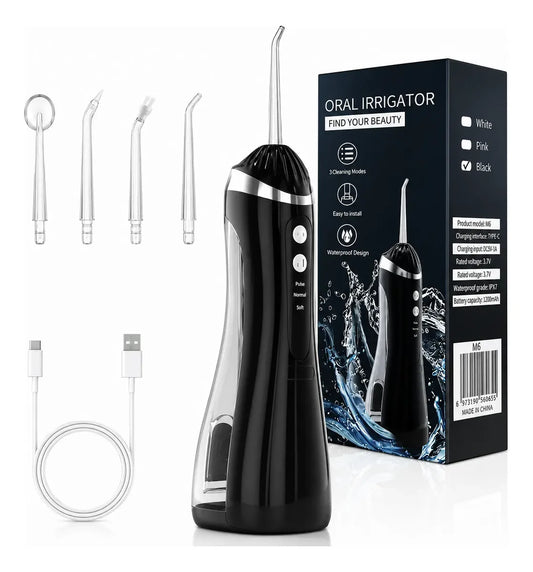 Irrigador Bucal Portátil Recargable Usb-c 4 Boquillas Dental