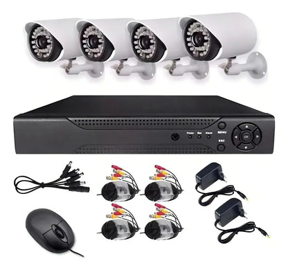 Kit Cctv Seguridad Dvr Ahd + 4 Camaras Exterior / Interior