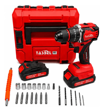 Taladro Inalámbrico Tasbel Brushless + 2 Baterías Y Cargador