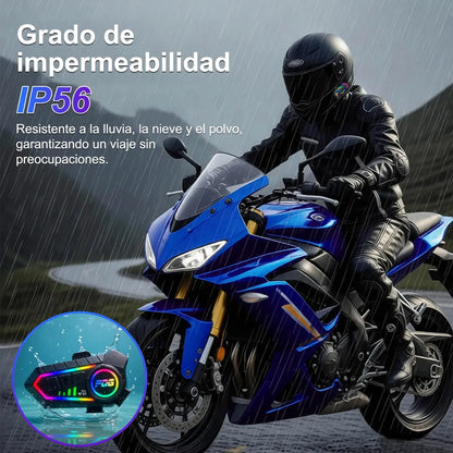 Intercomunicador Bluetooth Para Casco Moto 1000mah Ip56 Luz