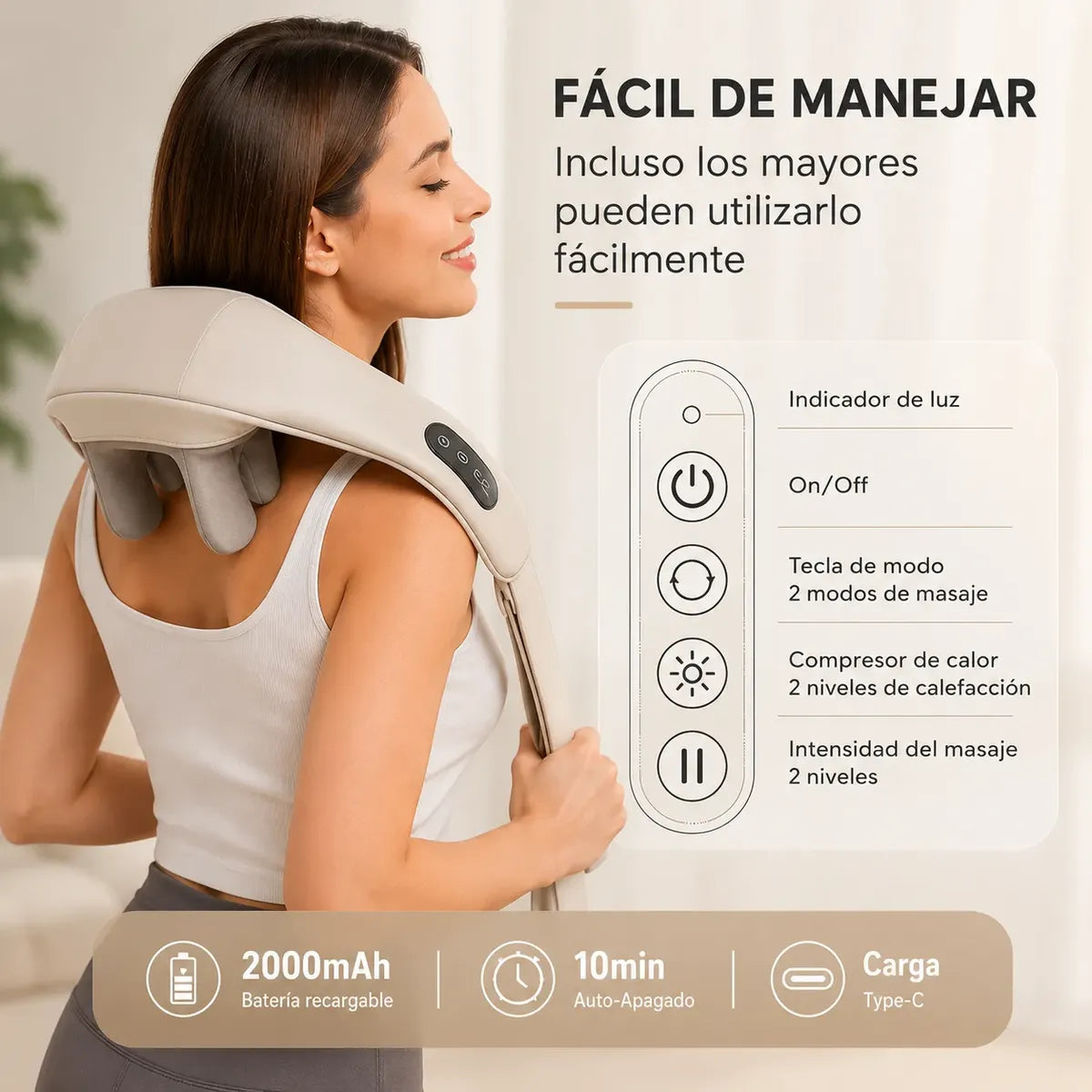 Masajeador Muscular Termoterapia Hombros Cuello Cervical