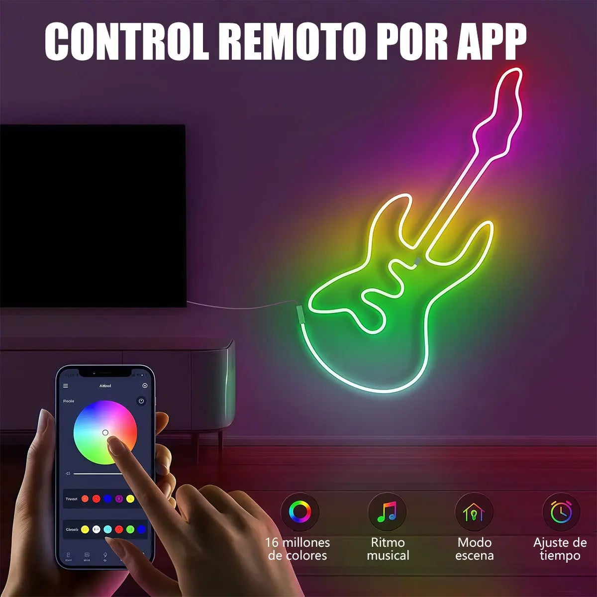 Tira Led Neon Rgbic 5 M Ip68 Usb Bluetooth Control Interior