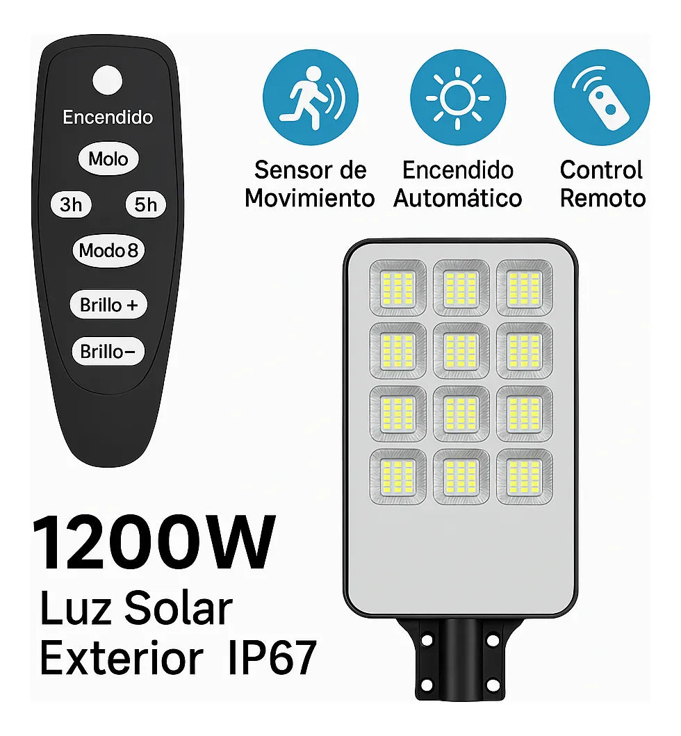 Foco Solar LED Exterior 1200W
