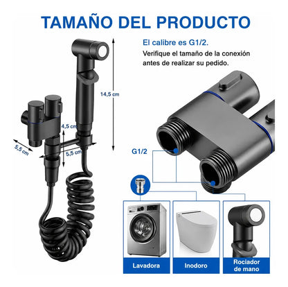 Ducha Higiénica Wc Bidet De Mano Con Manguera Espiral Baño