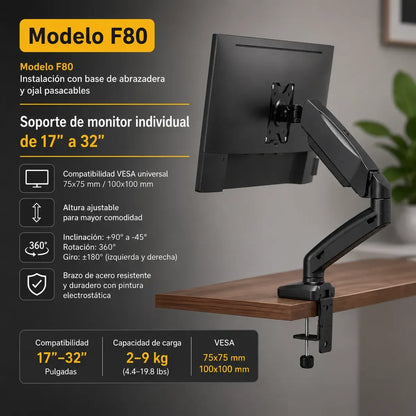 Soporte Monitor Brazo Hidraulico Articulado 17 A 32 9kg