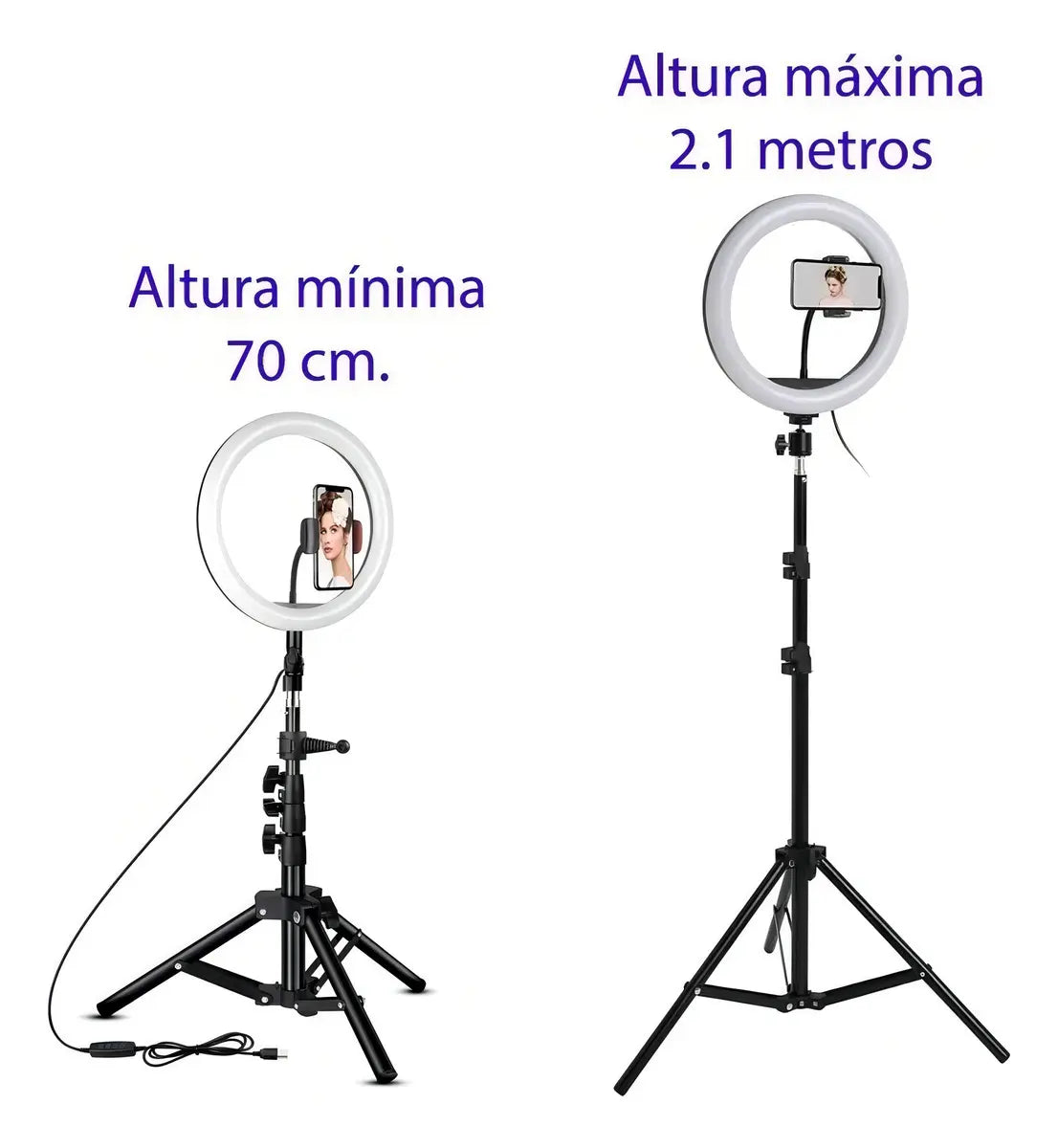 Aro De Luz Led Grande 31cm 12 Con Tripode 2.1m Tik Tok Color de la estructura Blanco+ tripode