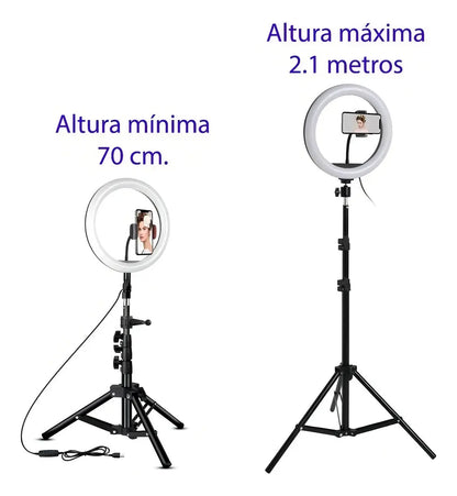 Aro De Luz Led Grande 31cm 12 Con Tripode 2.1m Tik Tok Color de la estructura Blanco+ tripode