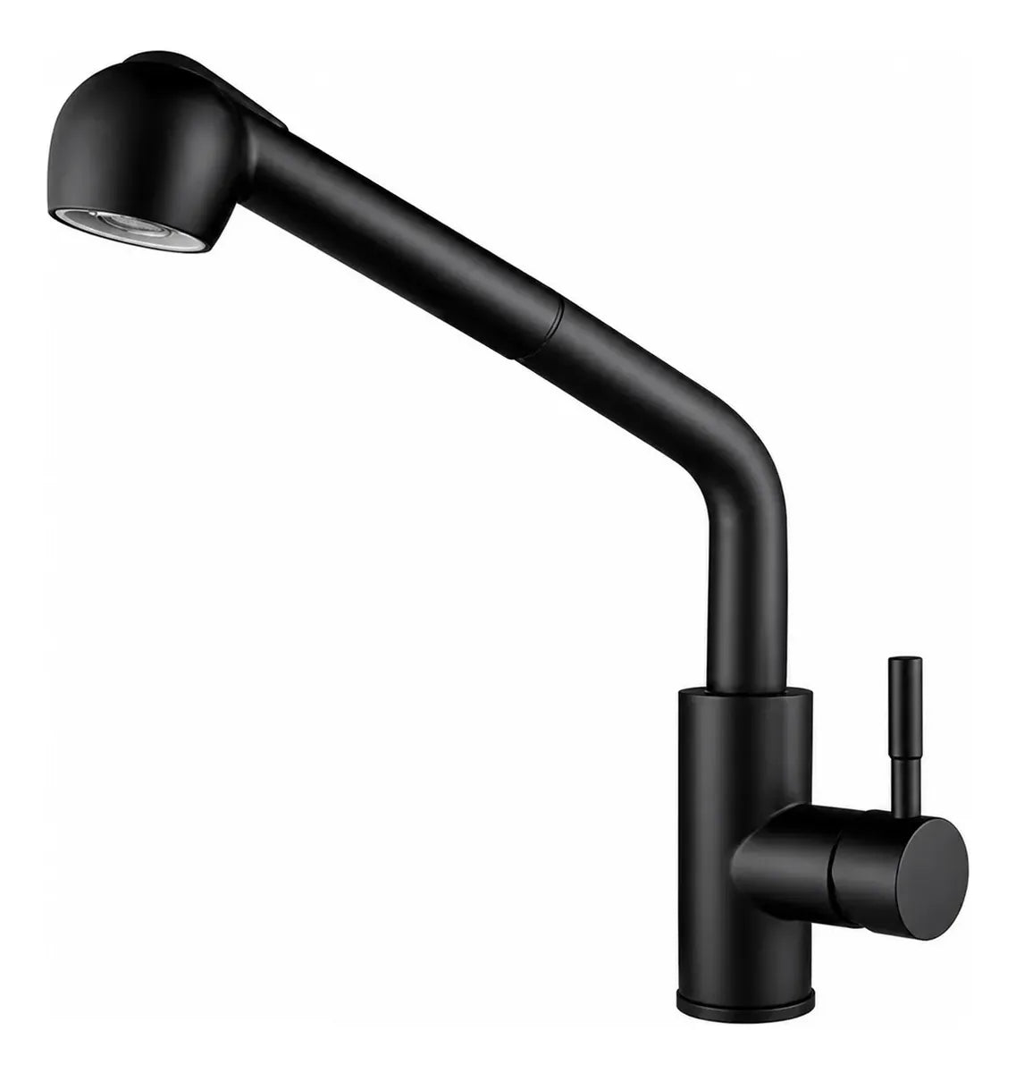 Grifería Llave Monomando Cocina Negro Mate Extensible 65cm