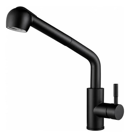 Grifería Llave Monomando Cocina Negro Mate Extensible 65cm