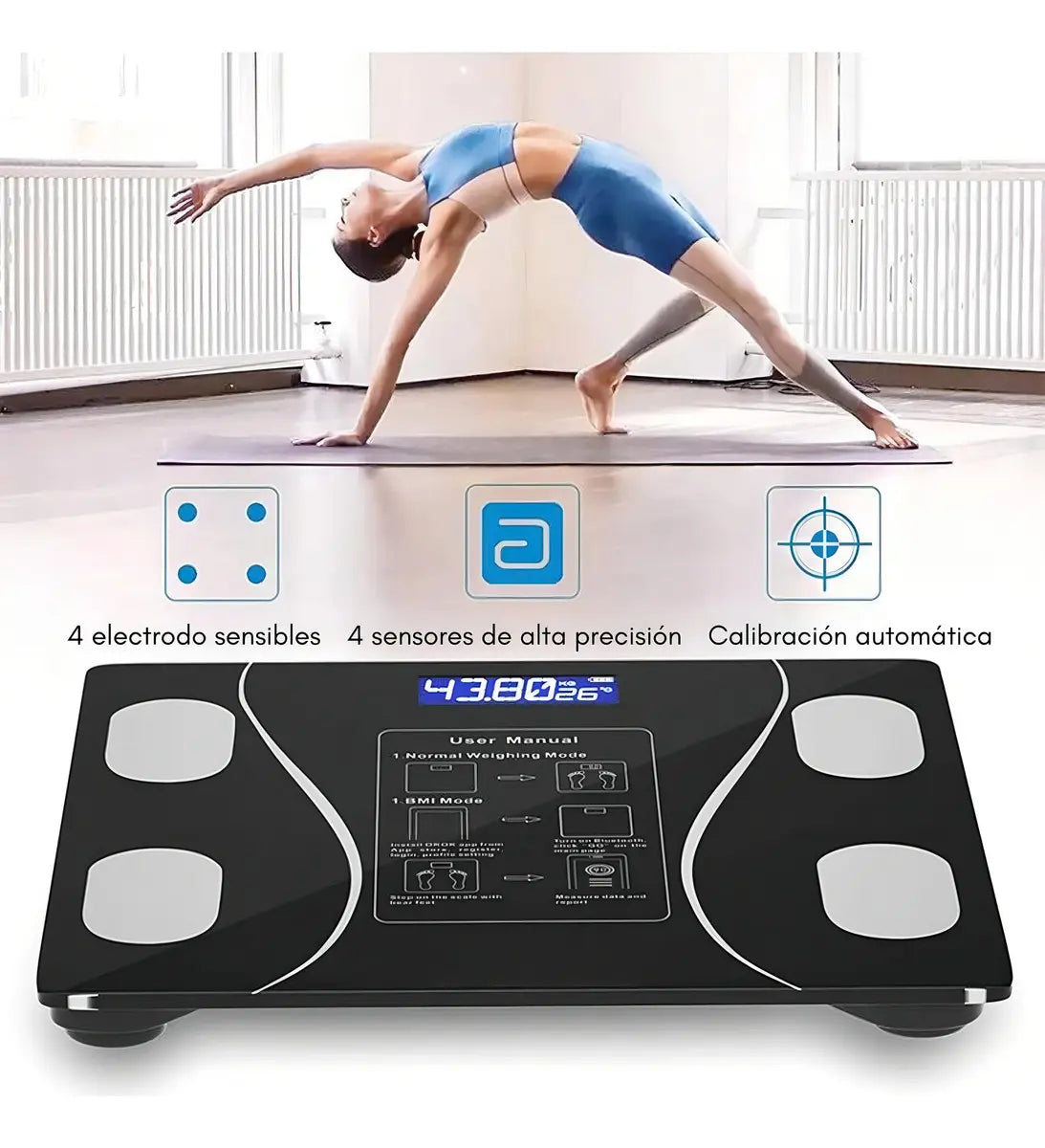 Balanza Pesa Digital Inteligente App Bluetooth Peso Bascula Color Gris oscuro