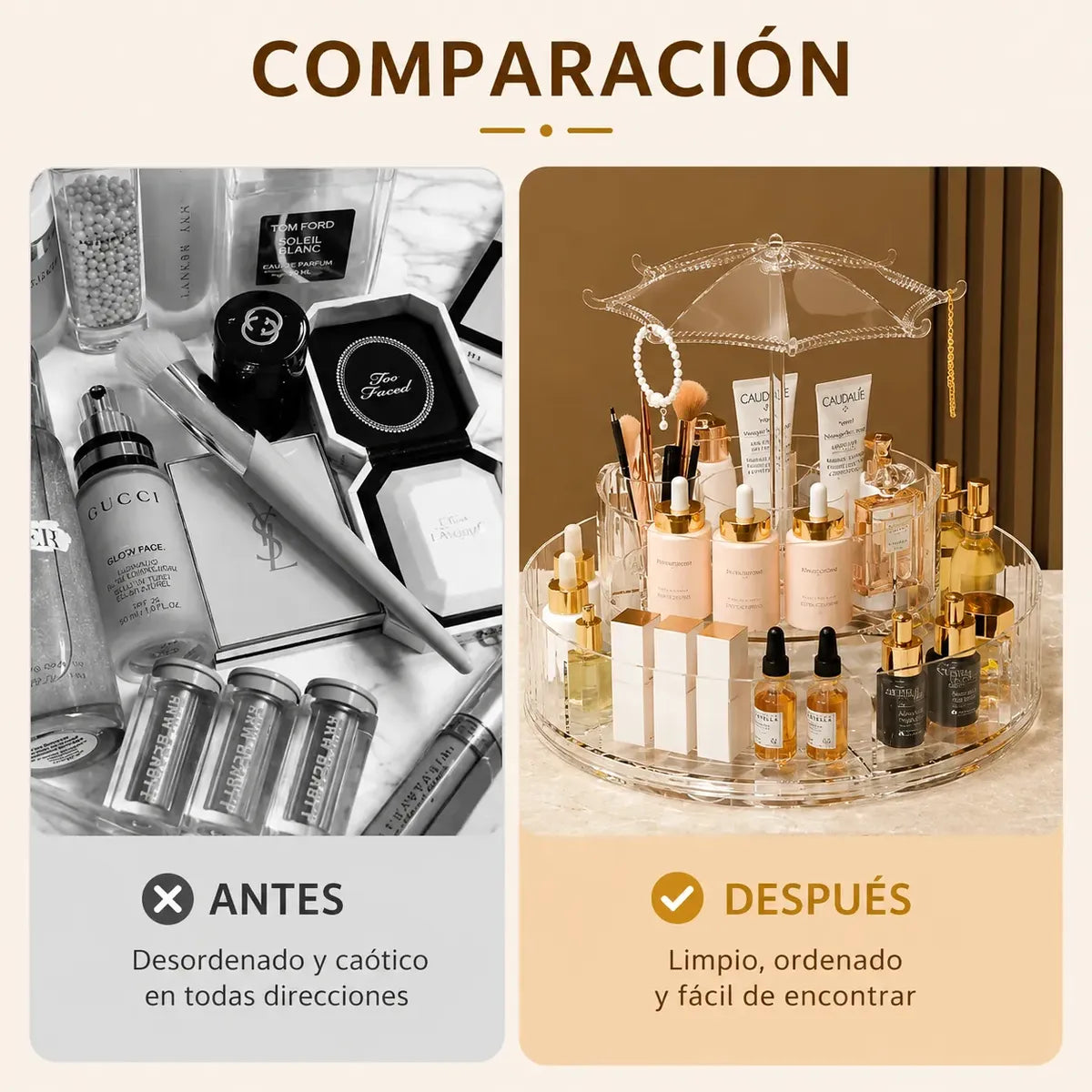 Organizador Cosméticos Rotativo 360° Con Colgador De Joyas