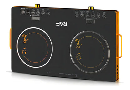 Cocinilla Infrarroja Encimera 2 Platos Eléctrica Raf R.8088 Color Negro Con Dorado