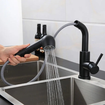 Grifería Llave Monomando Cocina Negro Mate Extensible 65cm