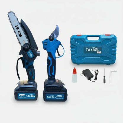 Kit Jardinería Mini Motosierra+tijera Podadora Azul Petróleo