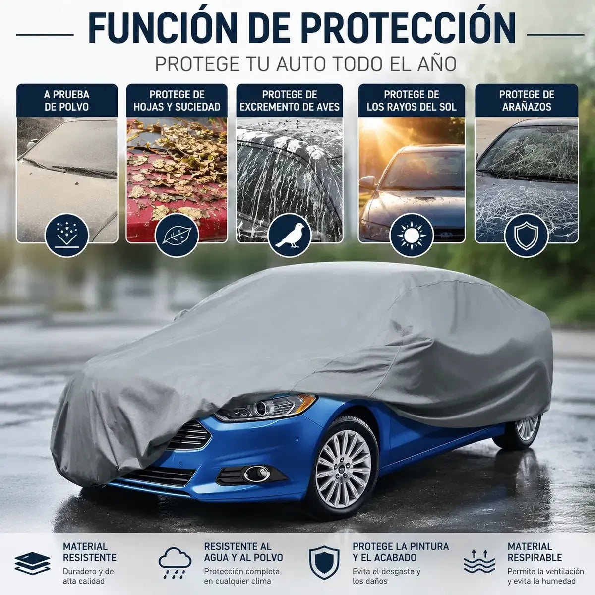 Carpa Para Auto Cubre Coche Impermeable Talla L Tasbel