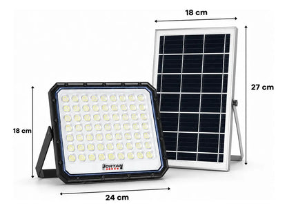 Foco Solar Led 1000w Jortan Exterior Panel Solar Y Control Gris Oscuro Blanco Frío