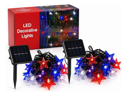 X2 Guirnalda Solar 10m Estrellas Navidad Fiestas Patrias