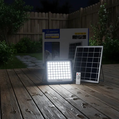 Foco Solar Led 1000w Jortan Exterior Panel Solar Y Control Gris Oscuro Blanco Frío