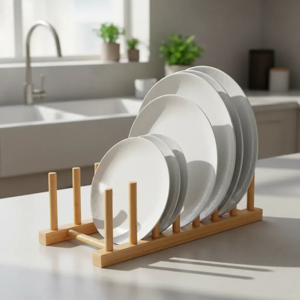 Organizador De Platos Tapas Ollas Repisa Bambú Secador