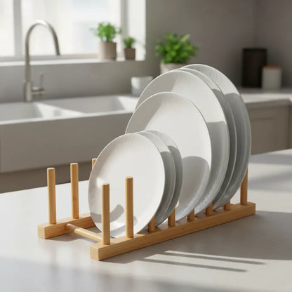 Organizador De Platos Tapas Ollas Repisa Bambú Secador