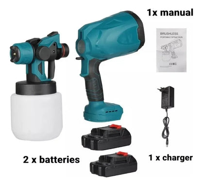 Pistola De Pulverización Inalambrica 98v 1000ml + 2 Baterias Azul Petróleo