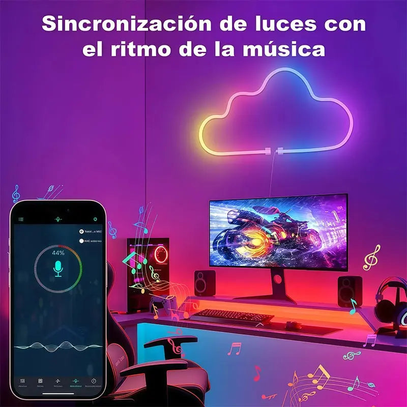 Tira Led Neon Rgbic 5 M Ip68 Usb Bluetooth Control Interior