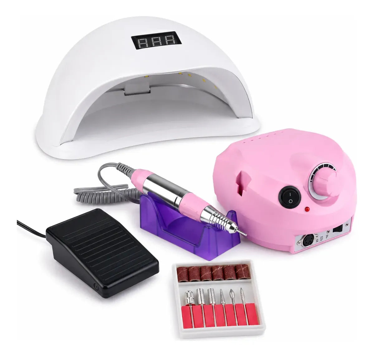 Kit Manicura Profesional Torno 35000 Rpm + Lampara Led Uv 48