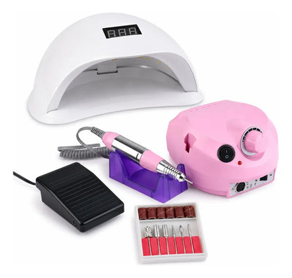 Kit Manicura Profesional Torno 35000 Rpm + Lampara Led Uv 48