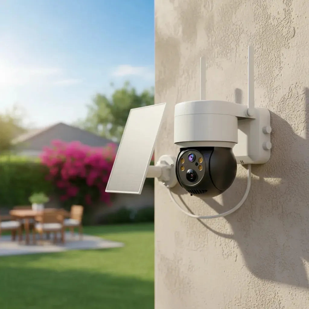 Cámara Qp Solar Para Exteriores Ip 1080 Inalámbrica 360 Color Blanco