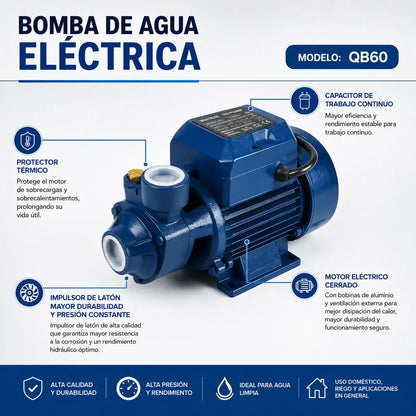 Bomba De Agua Periférica Qb60 0,5hp 370w 220v Monofásica