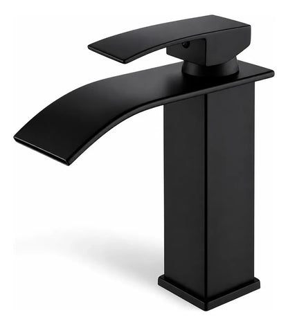 Llave Monomando Cascada Grifería Baño Negro Mate