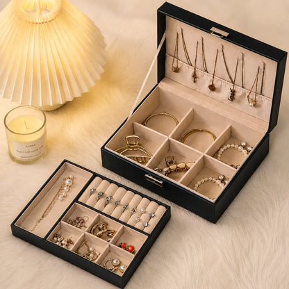 Joyero Organizador Doble Nivel Premium Accesorios Anillos