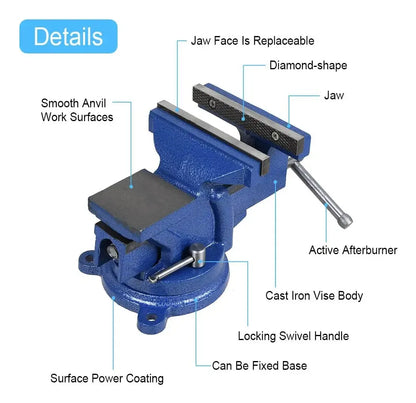 Tornillo De Banco Pesado Herramientas 5 Pulgadas 5.3kg 100mm Azul