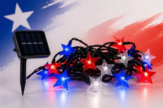 Guirnalda Solar 10m Estrellas Navidad Fiestas Patrias Led R. Luces Fechas Patrias