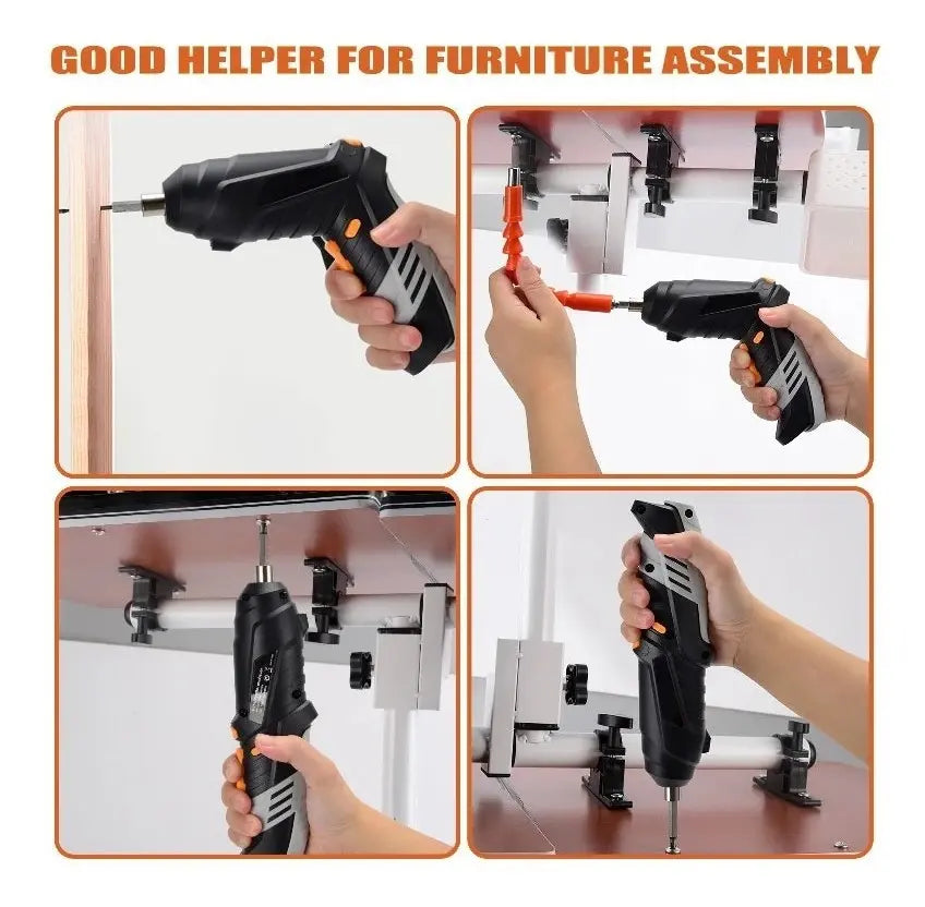 Taladro Destornillador Inalámbrico 45 Accesorios Maleta Color Negro Frecuencia 50 Hz x 60 Hz