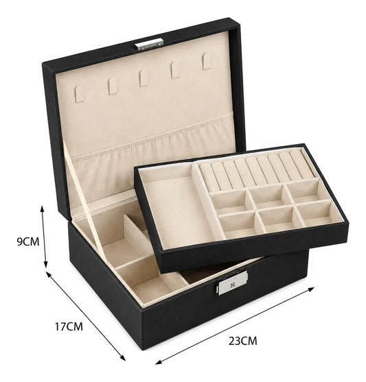 Joyero Organizador Doble Nivel Premium Accesorios Anillos