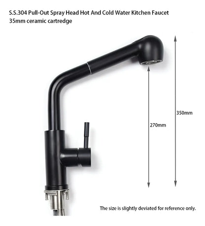 Grifería Llave Monomando Cocina Negro Mate Extensible 65cm